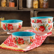 Load image into Gallery viewer, The Pioneer Woman Vintage Floral 6" Footed Bowl Set, Set of 4