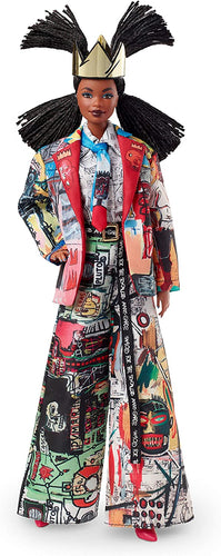 Barbie Collector Jean-Michel Basquiat X Doll with Braids and Crown, Wearing Art-Inspired Suit and Accessories, with Doll Stand and Certificate of Authenticity