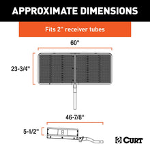 Load image into Gallery viewer, CURT 18153 60 x 24-Inch Basket Hitch Cargo Carrier, 500 lbs Capacity, Black Steel, 2-In Folding Shank