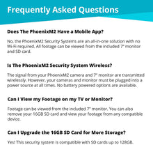 Load image into Gallery viewer, Defender PHOENIXM2 Wireless Outdoor Security Camera System with a 7&quot; High Resolution Monitor, Two Night Vision Cameras, Two Way Communication and SD Card Recording, Plug and Play