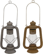 Load image into Gallery viewer, Deco 79 88256 Metal Glass Lantern (2 Assorted), 9&quot;W/23&quot;H