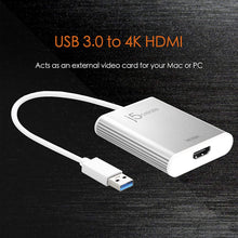 Load image into Gallery viewer, j5create USB 3.0 to 4K HDMI Display Adapter USB 3.0 Male Type-A Connector | HDMI Female Connector | 4K UHD | Resolution Up to 3840 x 2160 @ 30 Hz | Aluminum Housing
