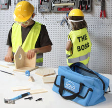 Load image into Gallery viewer, Apollo Tools DT4936 14 Piece Children&#39;s First Tool Kit with Real Hand Tools and Safety Goggles, Play-Work Hat and Reflecting Vest - All in a Convenient Storage Bag