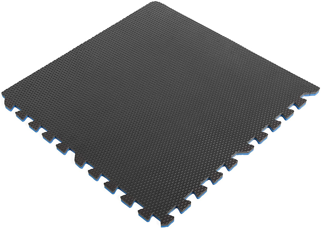 Cap High Density Reversible 4-Piece Puzzle Exercise Mat,Blue/Gray