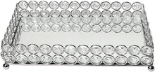 Load image into Gallery viewer, Elegant Designs HG1010-CHR Elipse Crystal Decorative Jewelry or Makeup Vanity Organizer, Chrome Mirror Tray