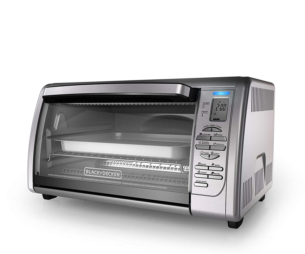 Black+Decker 02648008504 Countertop Convection Toaster Oven, Silver, CTO6335S