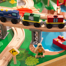 Load image into Gallery viewer, KidKraft Adventure Town Railway Train Set &amp; Table with EZ Kraft Assembly, Natural