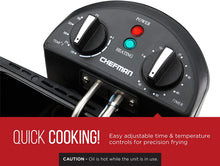 Load image into Gallery viewer, Chefman Deep Fryer with Basket Strainer Perfect for Chicken, Shrimp, French Fries and More, Removable Oil Container and Rotary Knob for Adjusting the Temperature, Stainless Steel