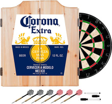 Load image into Gallery viewer, Trademark Gameroom Corona Extra Dart Board Set with Cabinet - Label - by Corona