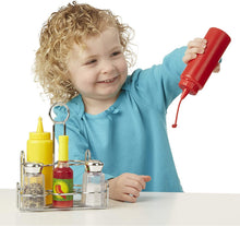 Load image into Gallery viewer, Melissa &amp; Doug Let's Play House! Condiment Set (Pretend Play, Sturdy Metal Caddy, Realistic Sound Effects, 6 Pieces, Great Gift for Girls and Boys - Best for 3, 4, and 5 Year Olds)