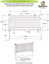 Load image into Gallery viewer, Zippity Outdoor Products ZP19002 Fence Newport, 36" H x 72" W, White