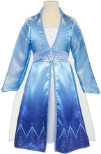 Load image into Gallery viewer, Disney Frozen 2 Elsa Adventure Girls Role-Play Dress Features Ice Crystal Winged Cape, Sleek Dress Cut with Glittery, Frosty Trim - Fits Sizes 4-6X, For Ages 3+