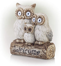 Load image into Gallery viewer, Alpine Corporation Benzara ALP-QWR476SLR 16&quot; Solar Owl Family Welcome Statue Animal Statue