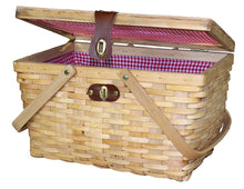 Load image into Gallery viewer, Vintiquewise(TM) Large Gingham Lined Picnic Basket