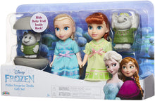 Load image into Gallery viewer, Disney Frozen Petite Anna &amp; Elsa Dolls with Surprise Trolls Gift Set, Each doll is approximately 6 inches tall - Includes 2 Troll Friends! Perfect for any Frozen fan!