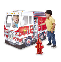 Load image into Gallery viewer, Melissa &amp; Doug Fire Truck Indoor Corrugate Cardboard Playhouse (4 Feet Long)