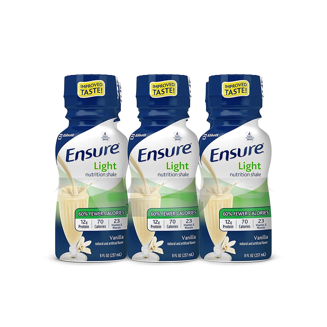 Ensure Light Vanilla Nutrition Shake, 8 Ounce -- 24 per case.