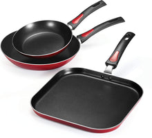 Load image into Gallery viewer, Tramontina 3 Pk EveryDay Red Nonstick Fry Pan/Griddle Set