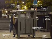 Load image into Gallery viewer, KETER Unity Portable Outdoor Table with Storage Cabinet and Stainless Steel Top