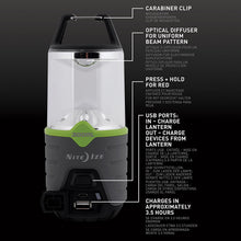 Load image into Gallery viewer, Nite Ize Radiant 300 Rechargeable Lantern, 300 Lumen Lantern With USB Recharging Cord + Power Bank, For Camping Or Emergency Preparedness