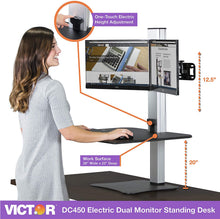 Load image into Gallery viewer, Victor DC400 High Rise Collection 1 Monitor Electric Sit Stand Desk Converter with Easy Tap Technology - Turn Your Desk into a Standing Desk with a Single Push of a Button