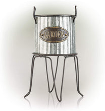 Load image into Gallery viewer, Alpine Corporation Small Metal Outdoor Flower Planter with Stand - Garden Tin - Outdoor Yard Décor