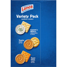 Load image into Gallery viewer, Lance Sandwich Crackers, Variety Pack with ToastChee and Toasty with Peanut Butter and Captain's Wafers with Cream Cheese, 20 Ct