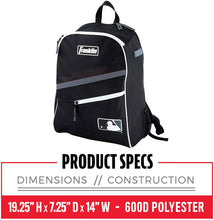 Load image into Gallery viewer, Franklin Sports MLB Batpack Bag - Youth Baseball, Softball and Teeball Bag - Equipment Bag For Sports - Bag Holds Bats (2) and Includes Fence Hook