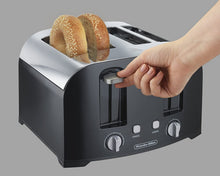 Load image into Gallery viewer, Proctor Silex 4-Slice Toaster with Shade Selector, Toast Boost, Crumb Tray, Auto-Shutoff and Cancel Button, Black (24622)
