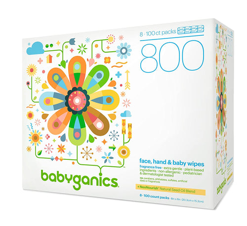 Babyganics Fragrance-Free Face, Hand and Baby Wipes, 800 wipes, Packaging May Vary