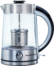 Load image into Gallery viewer, Hamilton Beach 1.7 Liter Electric Glass Kettle With Tea Steeper