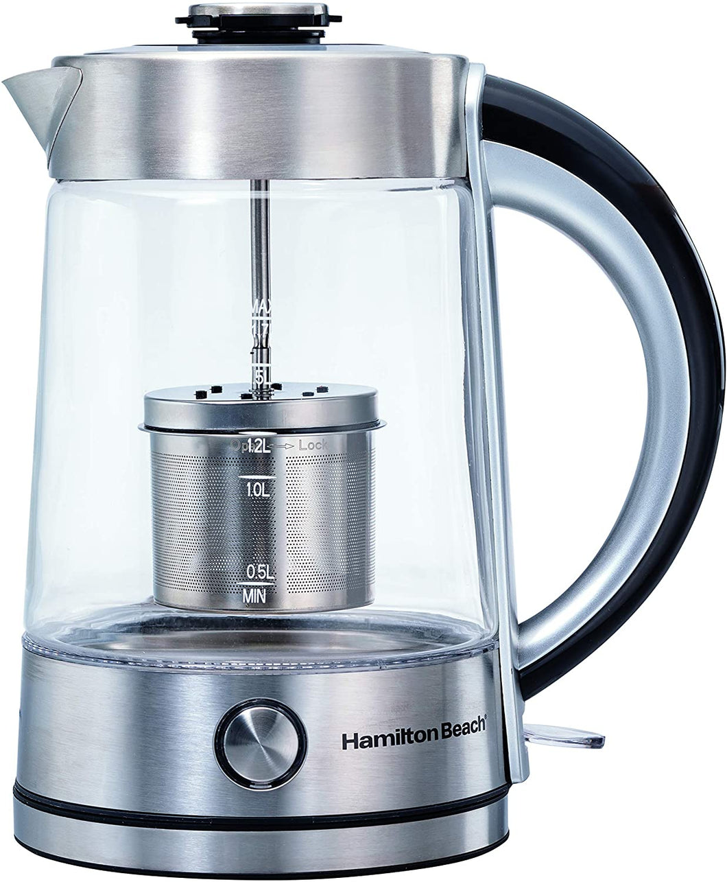 Hamilton Beach 1.7 Liter Electric Glass Kettle With Tea Steeper