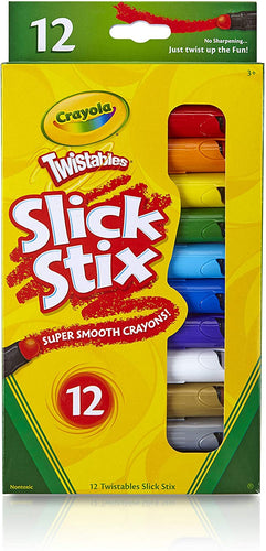 Crayola Twistables Slick Stix Crayons, 12 Count, Oil Pastel Alternative, Ages 3 & Up, Assorted