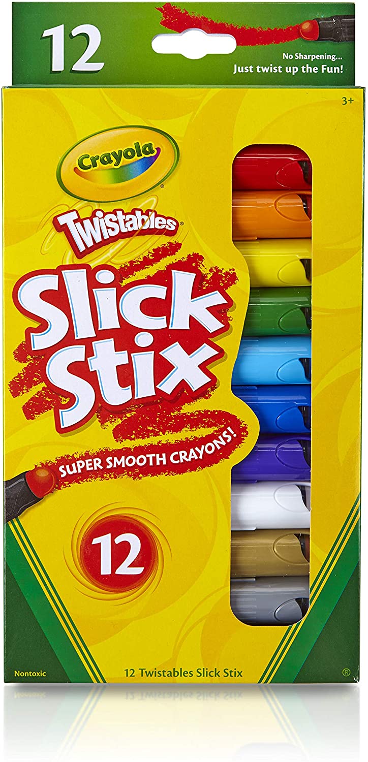 Crayola Twistables Slick Stix Crayons, 12 Count, Oil Pastel Alternative, Ages 3 & Up, Assorted