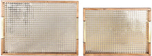 Load image into Gallery viewer, Kate and Laurel Hanneli Modern Glam Set of 2 Decorative Wood Nesting Trays in Walnut Finish with Gold Perforated Metal Base and Handles