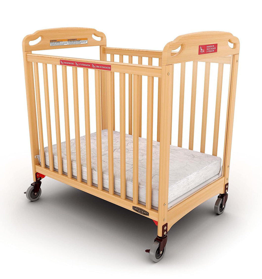 Child Craft Safe Haven Daycare Evacuation Compact Crib with Casters, Natural