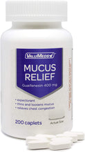 Load image into Gallery viewer, ValuMeds Mucus Relief Caplets Guaifenesin 400mg (200 Caplets) | Chest Congestion and Decongestant | Thins and Loosens Buildup | Fast Acting
