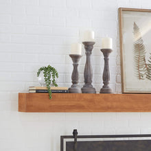 Load image into Gallery viewer, Turned Column Whitewashed Wood Candlesticks, Set of 3: 15", 13", 11"
