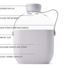 Load image into Gallery viewer, Hip 22-oz Flat Water Bottle Flask with Textured Silicone Sleeve and Carrying Handle - Tritan BPA-Free Plastic (Cloud)