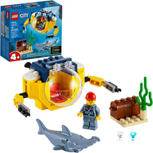 Load image into Gallery viewer, LEGO City Ocean Mini-Submarine 60263, Underwater Playset, Featuring a Toy Submarine, Pirate Treasure Chest, Hammerhead Shark Figure and a Pilot Minifigure, Great Gift for Kids, New 2020 (41 Pieces)