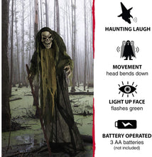 Load image into Gallery viewer, Haunted Hill Farm HHSKEL-2FLS Life-Size Animated Talking Skeleton Prop w/Moving Mouth, Battery-Operated Indoor/Outdoor Halloween Decoration, Color 1