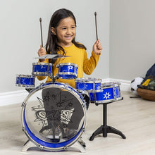 Load image into Gallery viewer, Best Choice Products 11-Piece Kids Starter Drum Set w/Bass, Tom Drums, Snare, Cymbal, Stool, Blue