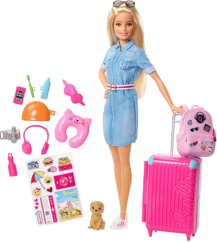 Barbie Doll and Travel Set, with pet, luggage and accessories