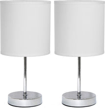 Load image into Gallery viewer, Simple Designs Chrome Mini Basic Table Lamp with Fabric Shade