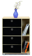 Load image into Gallery viewer, Furinno 11159SBE/BK Multipurpose Storage Cabinet w/4 Bin Drawers, Steam Beech/Black