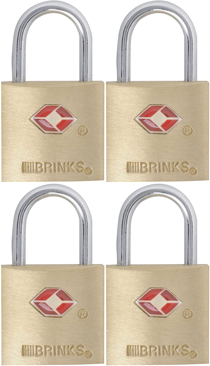 Brinks 161-20471 TSA Approved 22mm Luggage Lock Solid Brass, 4-Pack