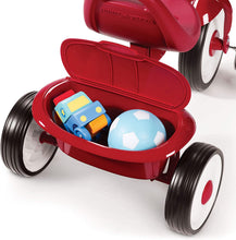 Load image into Gallery viewer, Radio Flyer 411S Kids Toddler Readily Assembled Adjustable Beginner Trike Tricycle Bike with Storage Bin and Handle Streamers, Red