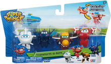 Load image into Gallery viewer, Super Wings - Transform-a-Bots 4 Pack | Flip, Todd, Agent Chase, Astra | Toy Figures | 2" Scale