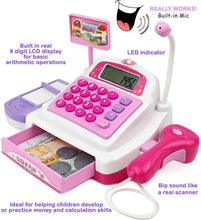 Load image into Gallery viewer, Click N' Play Pretend Play Electronic Calculator Cash Register with Realistic ACTIONS &amp; Sounds (Pink) Toy