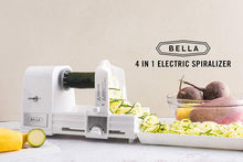 Load image into Gallery viewer, BELLA 14641 4-in-1 Electric Spiralizer with Recipe Book, White